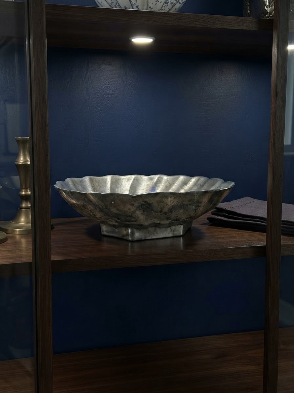 Vntg Wilton Armetale Eddy Pewter Bowl Fluted Swirled Scalloped 10.75”